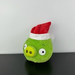 Angry Birds Rare Christmas Green Pig 6” Red Santa Hat Plush Stuffed Angry Bird